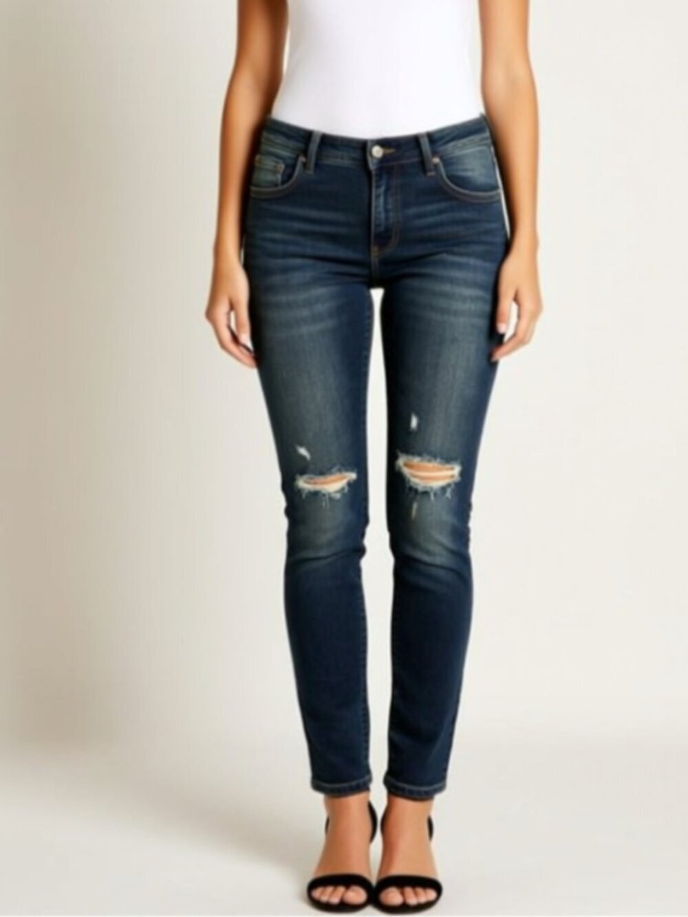 Old Navy Rockstar Super Skinny Jeggings, mid-rise 6P -distressed, pull-on -WJON4